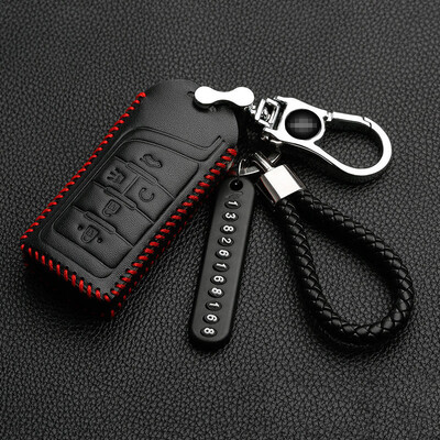

Huashi Chuanqi key package for GS7GS8 key set leather hand sewing key bag cover buckle modification special auto supplies C section smart five key black red line
