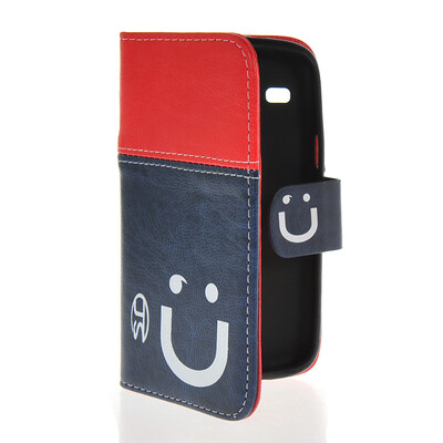 

MOONCASE Leather Side Flip Wallet Card Slot Pouch Stand Shell Back ЧЕХОЛ ДЛЯ Samsung Galaxy Core I8260 I8262 Red Blue