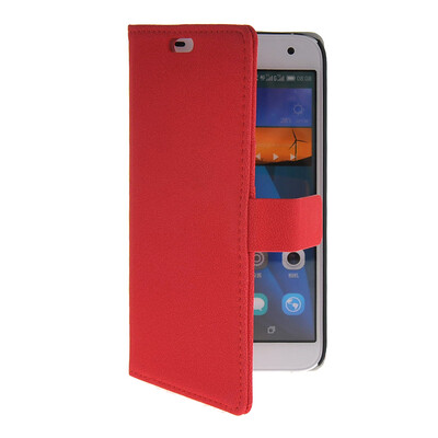 

MOONCASE Slim Leather Side Flip Wallet Card Slot Pouch with Kickstand Shell Back чехол для Huawei Ascend G7 Red