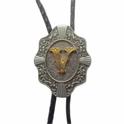 

Men Bolo Tie Original Initial Letter Western Cowboy Cowgirl Wedding Bolo Tie Leather Necklace