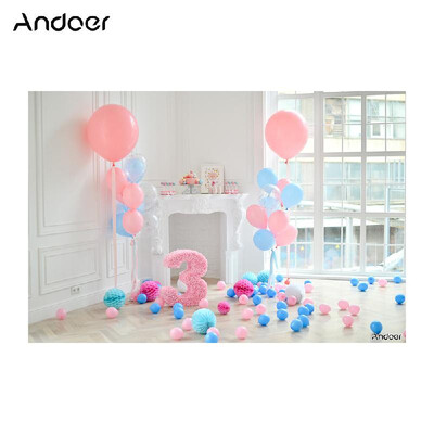 

Andoer 21 15m7 5ft Third Birthday Backdrop Cake Balloon Fireplace Window Photography Background Children Baby Girl Kids Pho