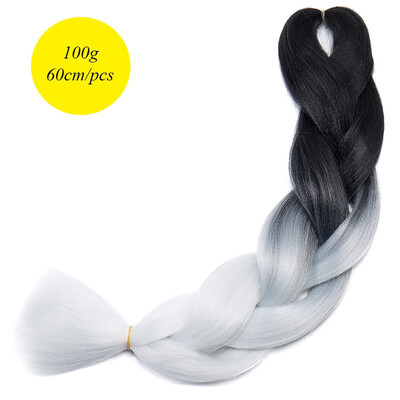 

60CM Hair Braid Braiding Hair Extension Two Ombre Synthetic Crochet One Piece 100g Heat-Resistant
