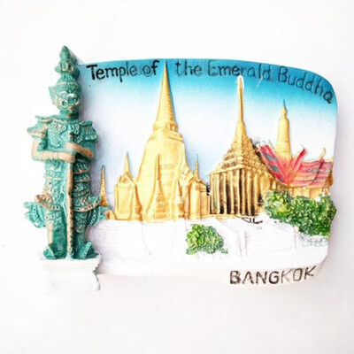 

1 Pcs Jade Buddha Temple In Bangkok Hand-painted Aromatherapy 3D Fridge Magnets Stickers Travel Souvenirs