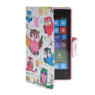 

MOONCASE Pattern Style Leather Side Flip Wallet Card Slot Pouch Stand Shell Back ЧЕХОЛ ДЛЯ Nokia Lumia 520