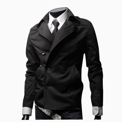 

Zogaa Casual Double-breasted Pure Color Slim Short Men's Wind