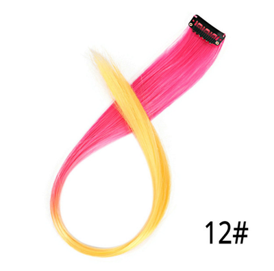 

20" Synthetic Clip In Hair Extensions One Piece Rainbow Clip On Hair Pieces For Women 50cm Purple Pink Wig Ombre Hair Extension