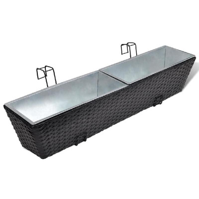 

Horticulture Balcony Black hanging Flower Plant planter set Trapezoid Rattan Planter Set 80 cm 2pcs
