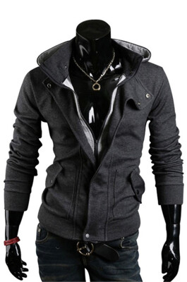 

Fake 2 Collars Lapel Zip-Front Hoodie