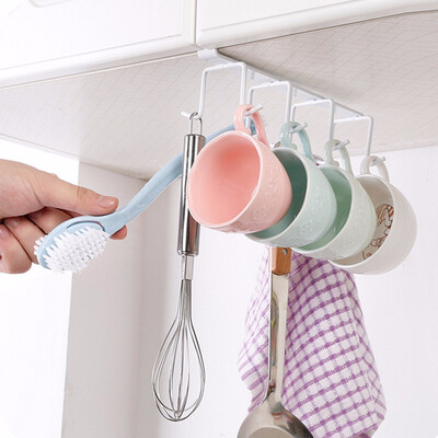 

Practical Iron Cabinet Bottom Cup Holder Hook Pendant Kitchenware Suspension 8 Hook Kitchen Accessories