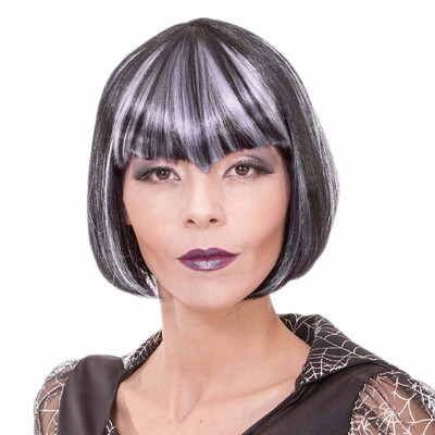 

8" Short Vampire Cosplay Wig With Bangs Red Purple White Straight Synthetic Hair 110g Custom Party Wigs For Women Heat Resistant
