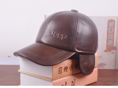 

2018 New Genuine Leather Hat Male Cowhide Autumn Winter Casual Cap Adult Thermal Middle Age Baseball Cap Hat for Man B-7251