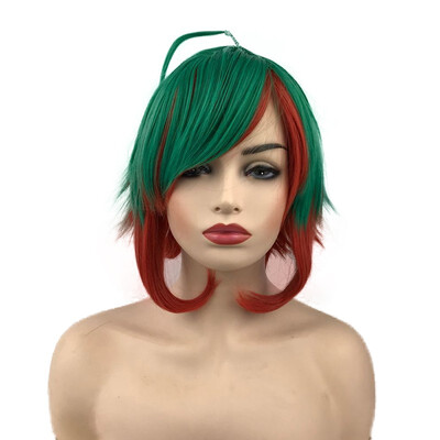 

StrongBeauty Short Wavy Green&Orange Two-Color Ombre Wigs