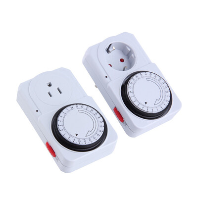 

24 Hour Mechanical Electrical Plug Program Timer Power Switch Energy Saver White EU Plug