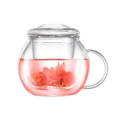 

RELEA glass 500ML tea separation double heat resistant tea cup with filter cup flower shadow cup