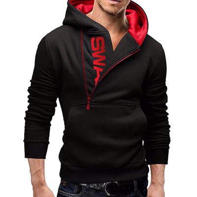 

Hooded Cotton Blends Patchwork Long Sleeve Plus Size Mens Slim Hoodies
