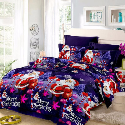 

Christmas Santa Bedding Set Polyester 3D Printed Duvet Cover 2pcs Pillowcases Bed Sheet Set Christmas Bedroom Decorations--Kin