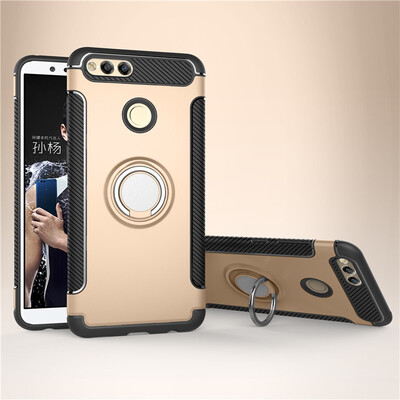 

Fecoprior Back Cover For Huawei Honor 7X Honor7X Case Car Holder Stand Hard PC Silicon Ring Suction Bracket Celulars