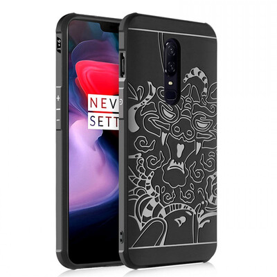 

Goowiiz Phone Case For OnePlus 6 Carved Dragon Thin Matte soft Silicone Prevent falling