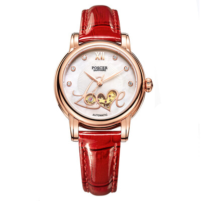 

Porsche (POSCER) watch flower fire series belt machine female watch 6065L.REW