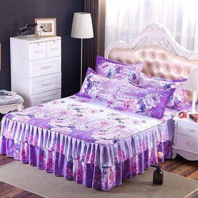 

Floral Fitted Sheet Cover Graceful Bedspread Laced Fitted Sheet Bed Cover Skirt Wedding Housewarming Gift