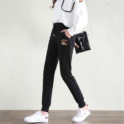 

Langyue womens sports pants women 2018 autumn new harem pants students school pants Korean version of the pants feet casual pants LWKX188115 black