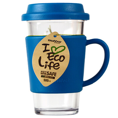 

Three light cloud glasslock South Korea imports tempered glass cup cup with a heat shield RC106 dark blue 500ml