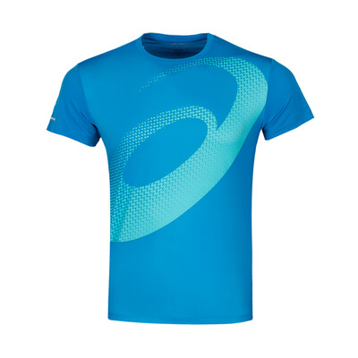 

ASICS yaseshi T-shirt male 2018 autumn&winter new large LOGO printing round neck breathable running training short sleeve 2011A134-400 blue M