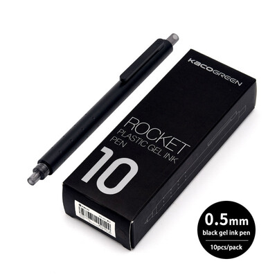 

Kaco Rocket Gel Ink Pens Retractable Black White 05mm Black Ink Student Writing Office Sign Pens 10pcspack