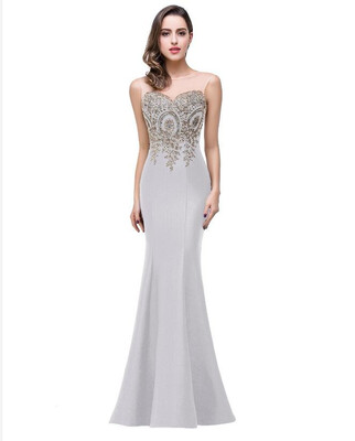 

2018 Sleeveless Lilac Mermaid Prom Dresses Appliques Wedding Evening Gown