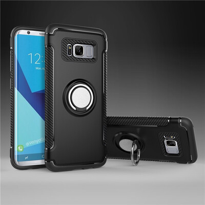 

Fecoprior Back Cover For Samsung Galaxy S8 Plus Case Car Holder Stand Hard PC Silicon Ring Suction Bracket Celulars