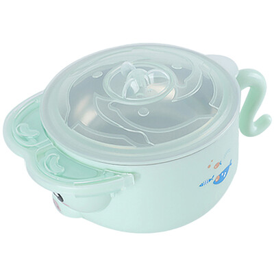 

October Crystal Baby Stainless Steel Childrens Tableware Sucker Bowl Water Filling Bowl Green