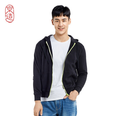 

Beijing made mens sweater US cotton sports fast open zipper hooded couple models flower gray gray zipper m