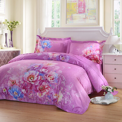 

LUOLAI LOLI Home Textiles Bedding Set Cotton satin four-piece set DY5720-4 Purple Red 15m Bed 200 230