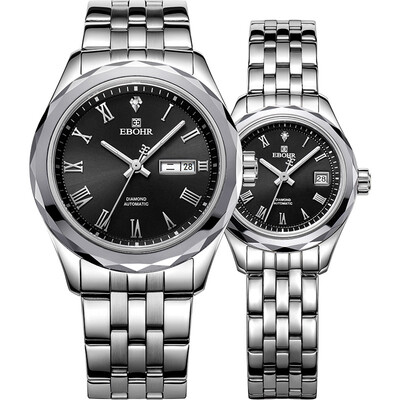 

According to wave (EBOHR) watch the city classic series of tungsten steel ring diamond machine couple table male table JD50100217
