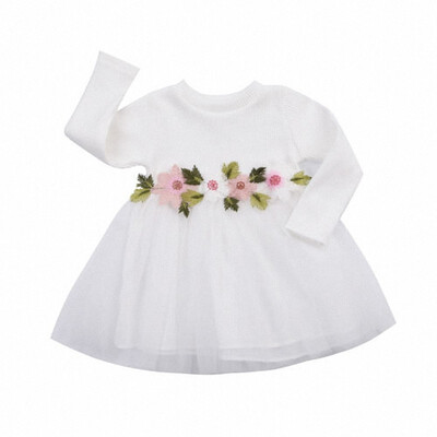 

3Colors Lovely Toddler Kids Baby Girls Dress Long Sleeve Floral Lace Dress Wedding Party Pageant Prom Dresses