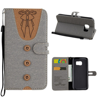 

MOONCASE Samsung Galaxy S7 stitching embossed womens leather case - gray