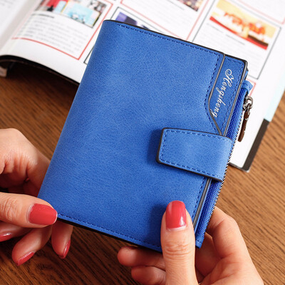 

Ladies short wallet candy color buttons wallet multi card womens zero wallet frosted zipper bag