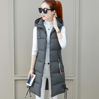 

Yu Zhaolin 2018 autumn&winter new Korean fashion large size down cotton vest casual long section wild sleeveless cotton vest female YWMJ188502 dark gray