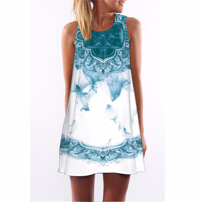 

Chiffon Summer Dress Floral Print Boho Dresses For Women Casual Beach Sleeveless Sundress