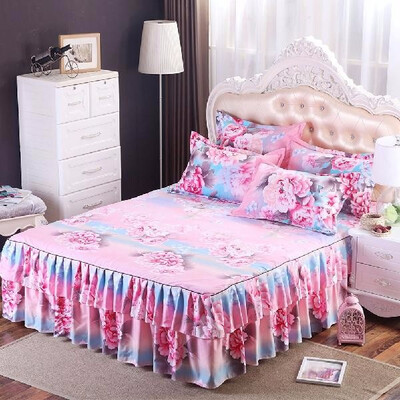 

Floral Fitted Sheet Cover Graceful Bedspread Laced Fitted Sheet Bed Cover Skirt Wedding Housewarming Gift