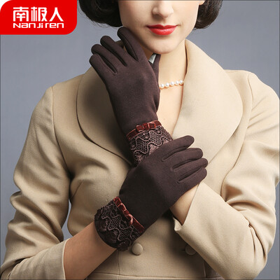

Antarctic gloves female winter warm plus velvet fashion Korean students riding driving points thin section touch screen ladies gloves NW-260 coffee color code