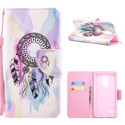 

MOONCASE LG K10 2017 Painted Leather Case with Small Hand Strap - Dream Catcher