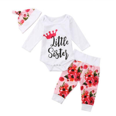 

AU Stock Newborn Baby Girls Romper TopPants Legging 3Pcs Outfits Set Clothes