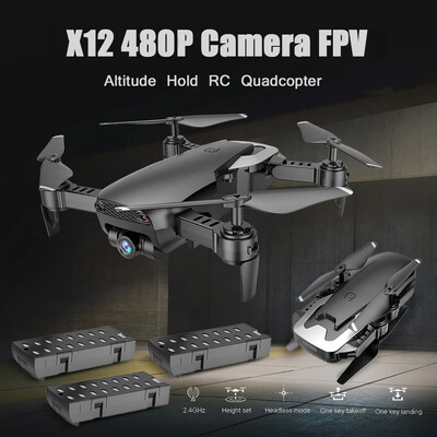 

Dongmingtuo X12 720P Wide Angle Camera WiFi FPV Drone Altitude Hold RC Quadcopter w Three Batteries