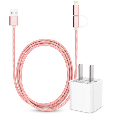 

BIAZE 5V / 1A Charger + Lightning / Micro 2-in-1 mobile phone data cable charging line K2 rose gold support Apple Andrews Samsung millet Huawei M8 + K2