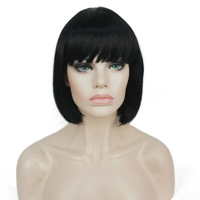 

StrongBeauty Short Bob Wig Point Part Bangs Full synthetic Wigs COLOUR CHOICES