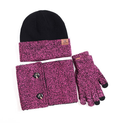 

Fashion Winter Hats Scarf Gloves For Women Men Thick Cotton Winter Accessories Set Female Male Beanie Scarf Gloves 3 PiecesSet