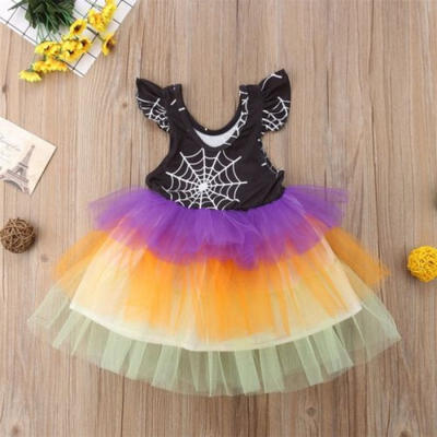 

Halloween Kids Baby Girls Lace Ruffle Tutu Skirt Tulle Dresses Clothes Cosplay