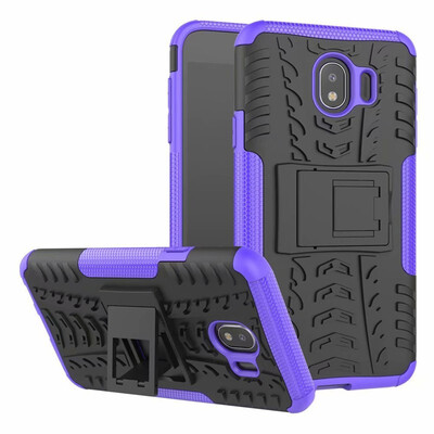 

Fivice Samsung J4 2018 Case TPU anti-fall tire pattern back clip bracket phone case