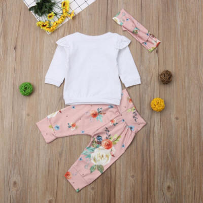 

Newborn Baby Girls Fly Sleeve Tops T-shirt Floral Pants Leggings Outfits Clothes